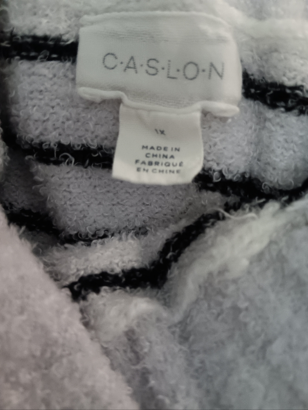Caslon Fuzzy Striped Knit Top in Light Gray and Black